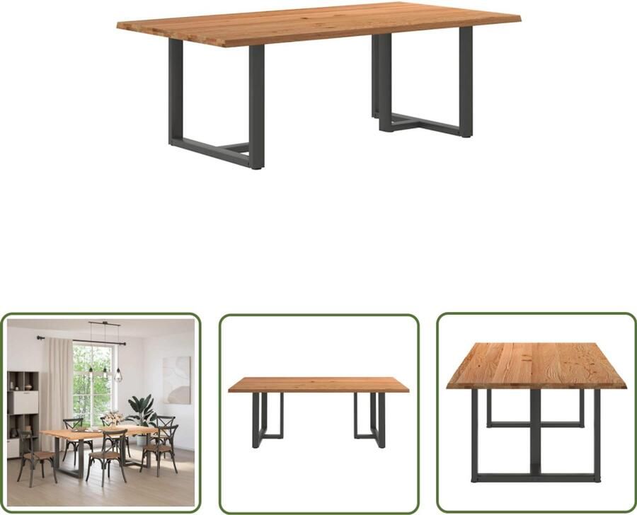 VidaXL Draaibare Sleutel Dynamische Sleutel Eettafel met natuurlijke rand 220x120x74 cm massief eikenhout Gereedschapset Mechanica Tools Torque Wrench