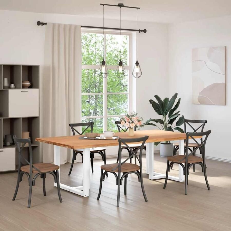 VidaXL Draaibare Sleutel Dynamische Sleutel Eettafel met natuurlijke rand 240x120x74 cm massief eikenhout Gereedschapset Mechanica Tools Draper Tools