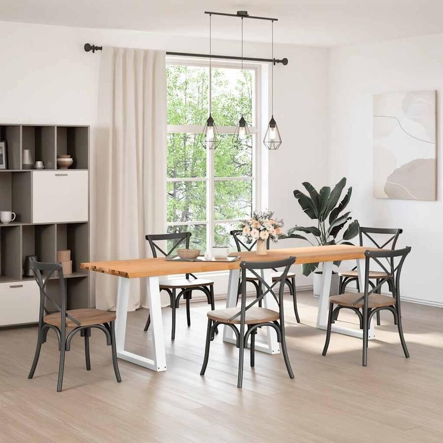 VidaXL Draaibare Sleutel Dynamische Sleutel Eettafel met natuurlijke rand 280x80x74 cm massief eikenhout Gereedschapset Mechanica Tools Draper Tools