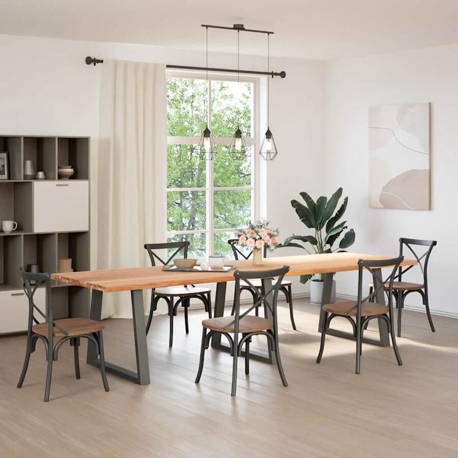 VidaXL Eettafel met natuurlijke rand 320x100x74 cm massief eikenhout Dynamische Sleutel Draaibare Sleutel Gereedschapset Mechanica Torque Wrench