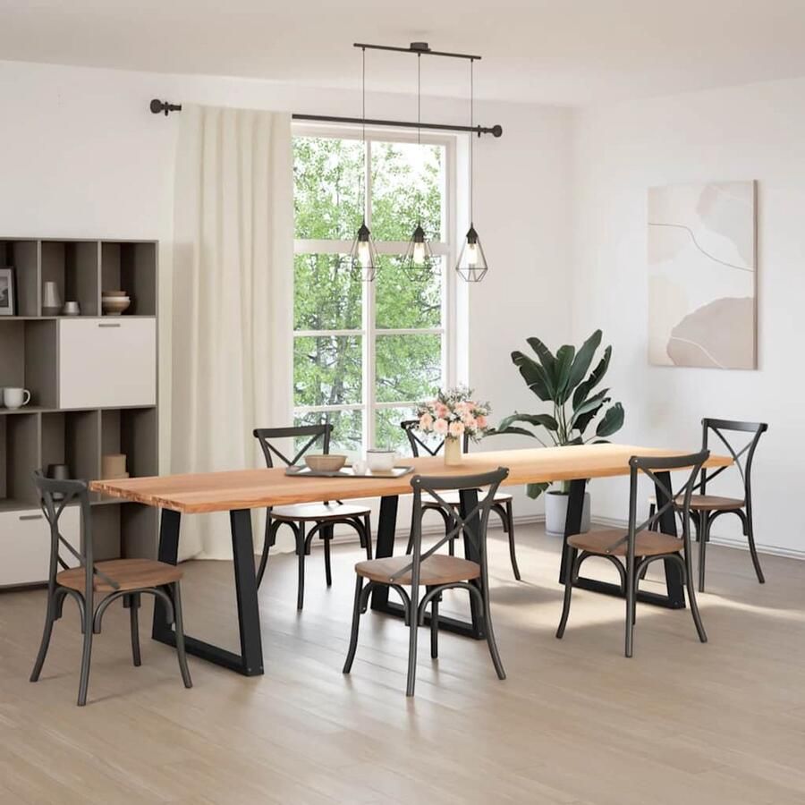 VidaXL Draaibare Sleutel Dynamische Sleutel Eettafel met natuurlijke rand 320x100x74 cm massief eikenhout Gereedschapset Mechanica Draper Tools