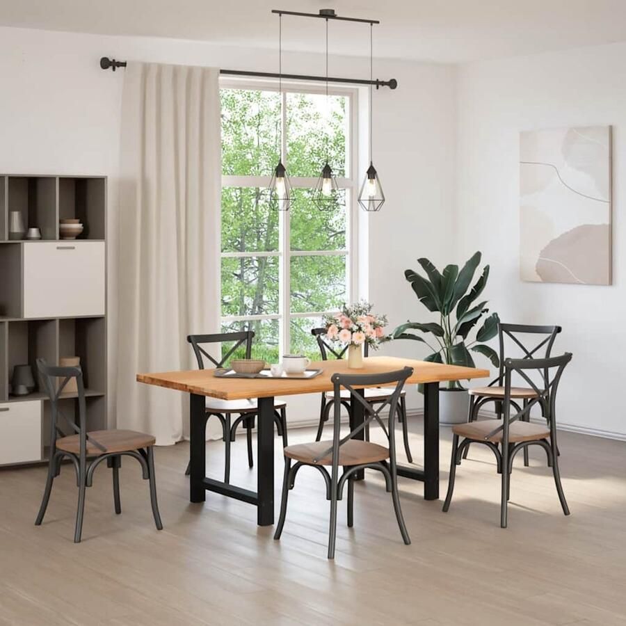 VidaXL Draaibare Sleutel Dynamische Sleutel Eettafel rechthoekig 180x100x74 cm massief eikenhout lichtbruin Gereedschapset Mechanica Draper Tools