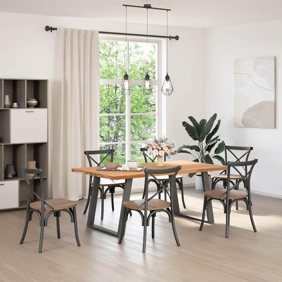 VidaXL Eettafel 180x100x74 cm Massief Eikenhout Eetkamertafel Eikenhouten Tafel Salontafel Massief Eiken Rechte Eettafel