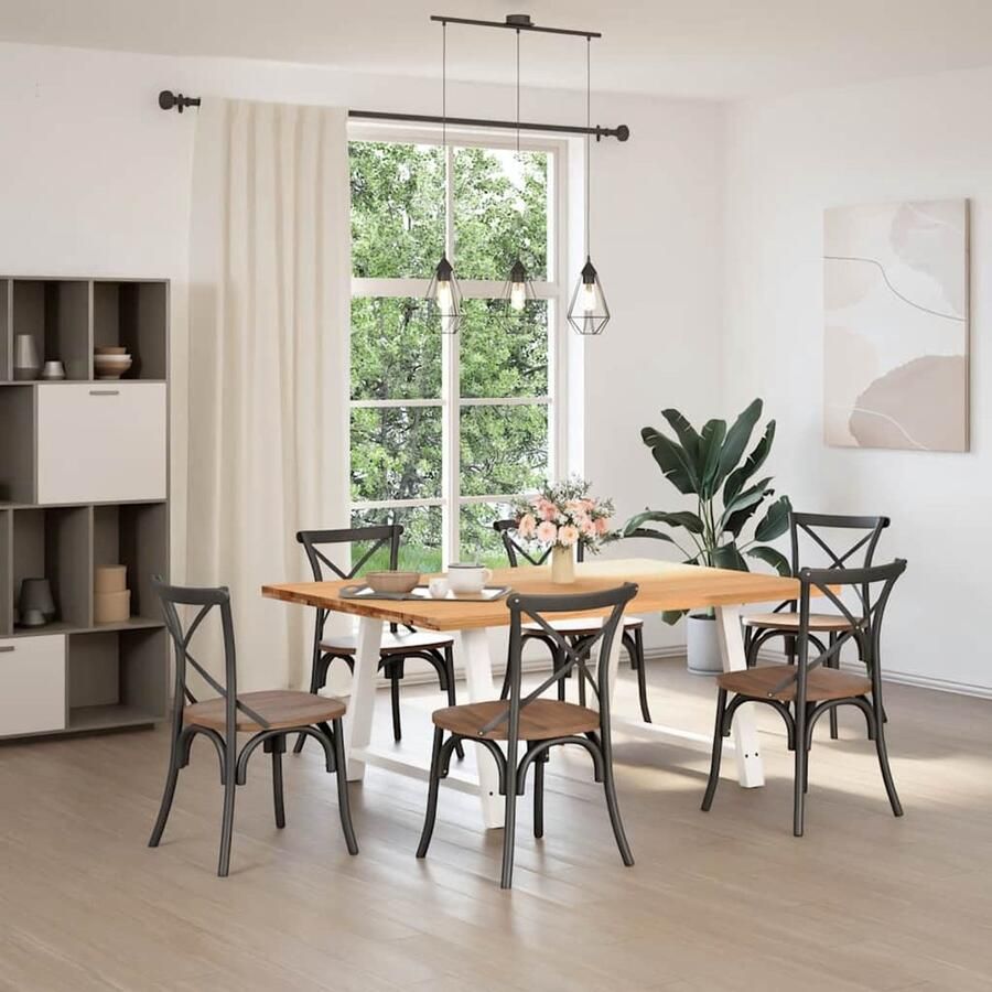 VidaXL Eettafel rechthoekig 180x120x74 cm massief eikenhout lichtbruin Dynamische Sleutel Draaibare Sleutel Gereedschapset Mechanica Handgereedschap