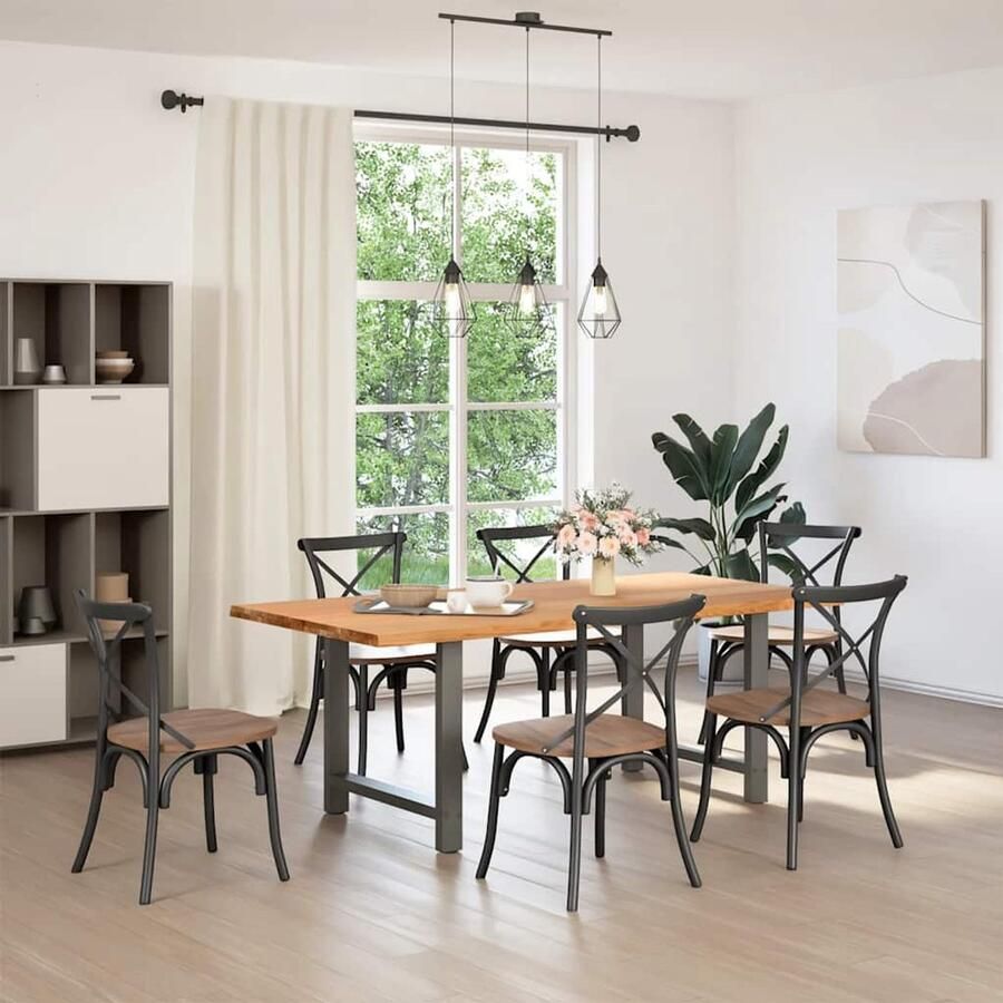 VidaXL Eettafel 200x100 cm Massief Eikenhout Eettafel Eettafels Eetkamertafel Keukentafel