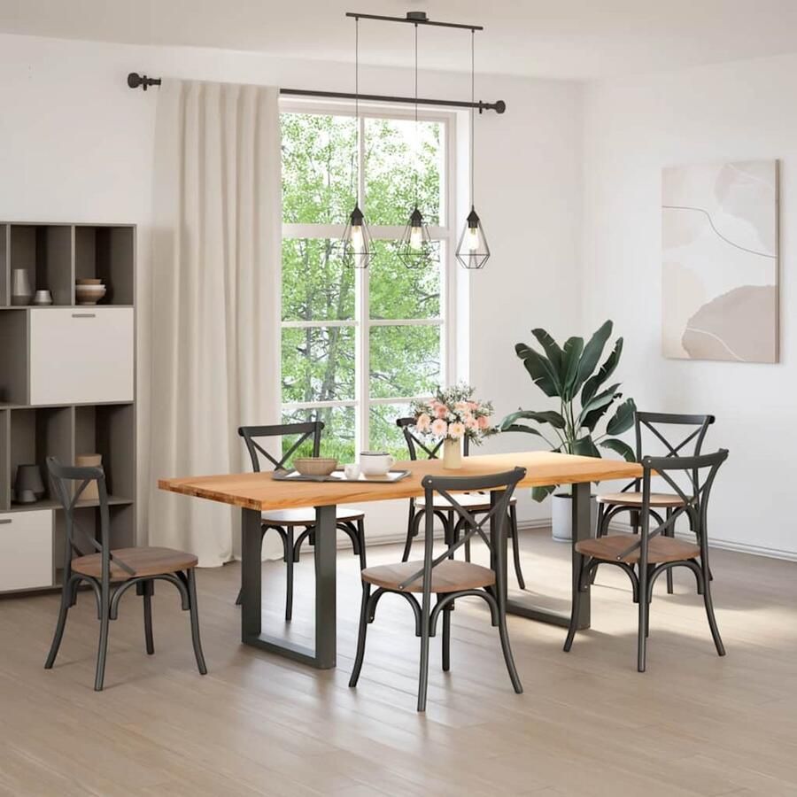 VidaXL Eettafel 220x90x74 cm Massief Eikenhout Eetkamertafel Eikenhouten Tafel Grote Tafel Stevige Tafel Moderne Tafel