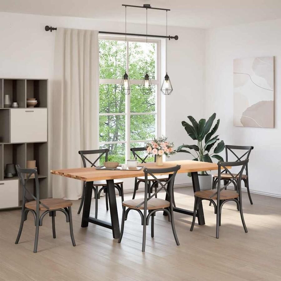 VidaXL Eettafel Massief Eikenhout 220x90x74 cm Eettafel Houten Eettafel Eikenhouten Eettafel Salontafel Diningtable