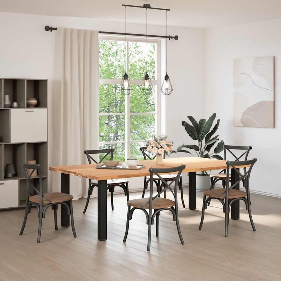 The Living Store Eettafel rechthoekig 240x120x74 cm massief eikenhout lichtbruin Eetkamertafel Eikenhouten Tafel Grote Eettafel Solide Tafel Massief Eikenhout