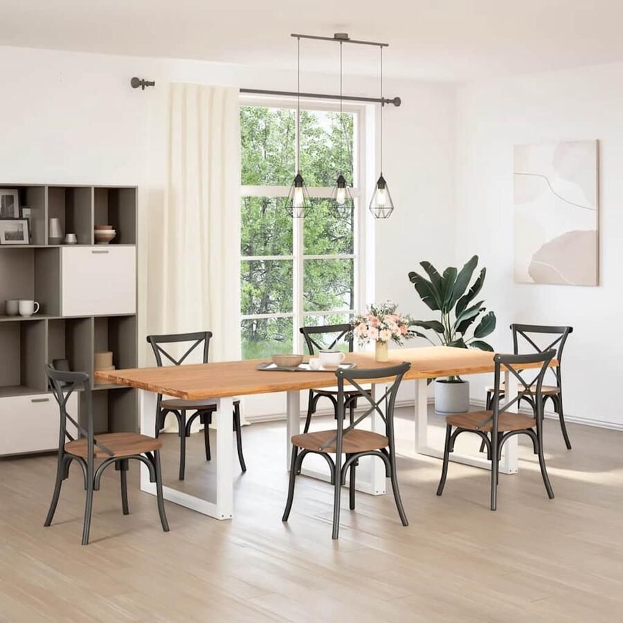 VidaXL Eettafel rechthoekig 280x120x74 cm massief eikenhout lichtbruin Eettafel Eettafels Eetkamertafel Keukentafel