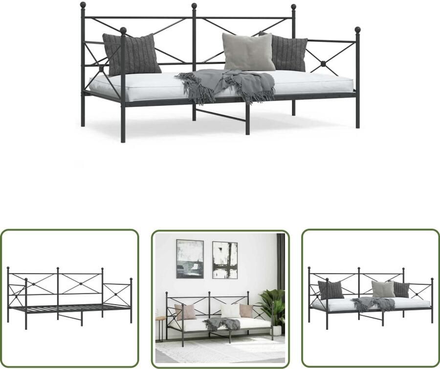 VidaXL Slaapbank zonder matras 107x203 cm staal zwart Dynamische Sleutel Draaibare Sleutel Gereedschapset Mechanica Monteursgereedschap