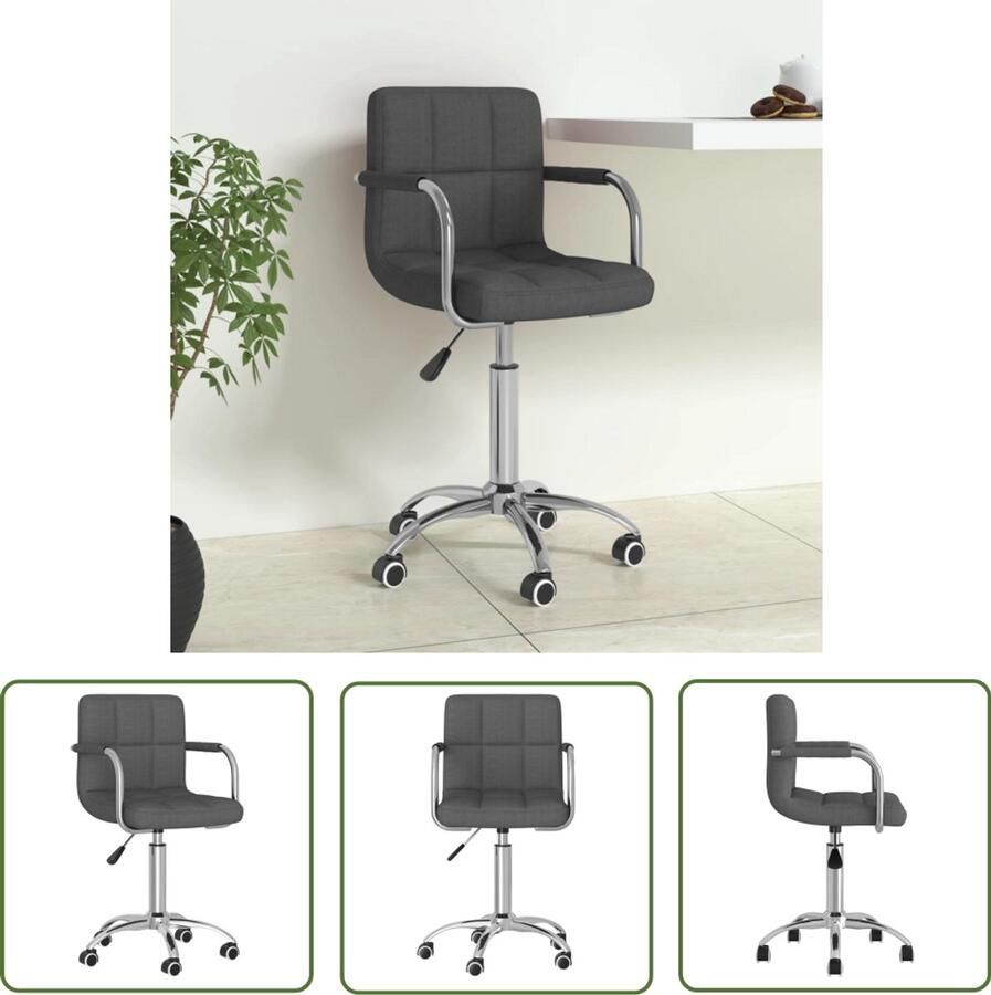 The Living Store Kantoorstoel draaibaar stof donkergrijs Kantoorstoel Draaibare Stoel Ergonomische Stoel Donker Grijze Stoel Comfortabele Stoel