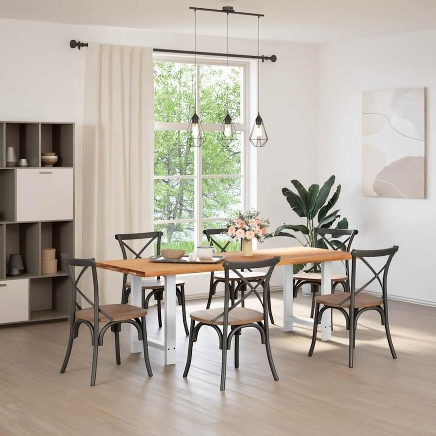 VidaXL Eettafel rechthoekig 220x80x74 cm massief eikenhout lichtbruin Dynamische Sleutel Draaiend Gereedschap Handgereedschap Mechanica Tools Torque Wrench