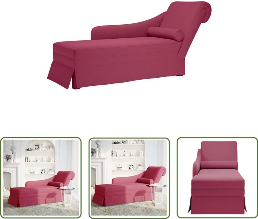 The Living Store Chaise longue met bolster en rechterarmleuning fluweel wijnrood Dynamische Sleutel Draaiend Handvat Gereedschapset Torque Wrench Spanner Set