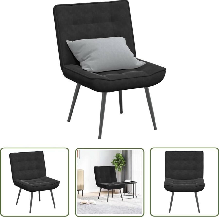 VidaXL Relaxstoel 64x74x84 cm fluweel zwart Dynamische Sleutel Draaiend Handvat Gereedschapset Montageset Spanmoment
