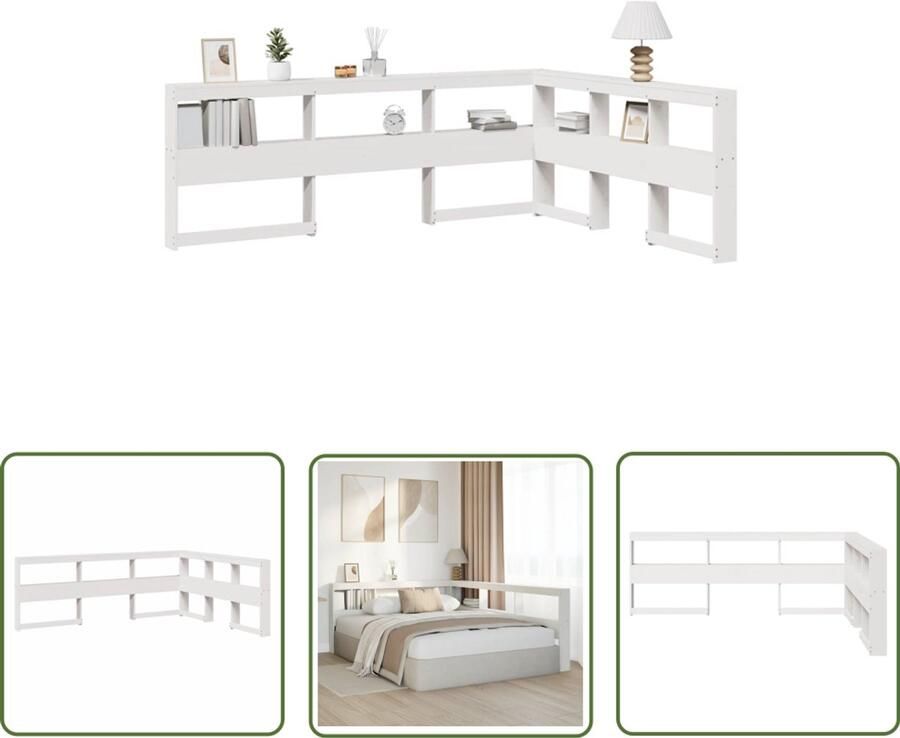 VidaXL Draaiend Moment Draaibare Sleutel Boekenkast Hoofdeinde L-vormig 140 cm massief grenenhout wit Gereedschapset Mechanica Monteursgereedschap