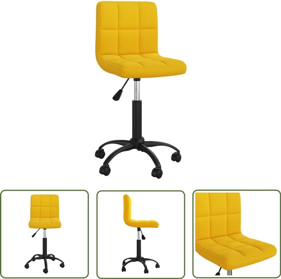 The Living Store Eeetkamerstoel draaibaar fluweel mosterdgeel Eetkamerstoel Draaiende Stoel Fluweel Stoel Adjustable Chair Mustard Yellow Chair