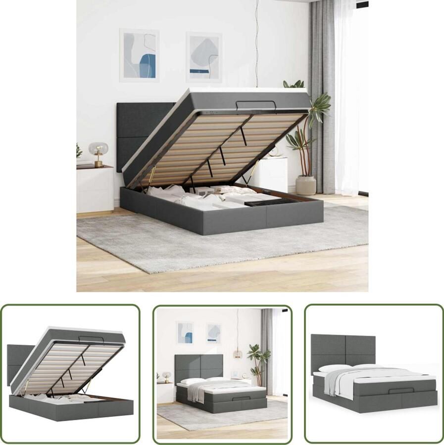 VidaXL Draaihoek Sleutel Dynamische Sleutel Ottoman bed met matras 140x200cm stof donkergrijs Gereedschap Mechanica Klik Functie Torque Wrench