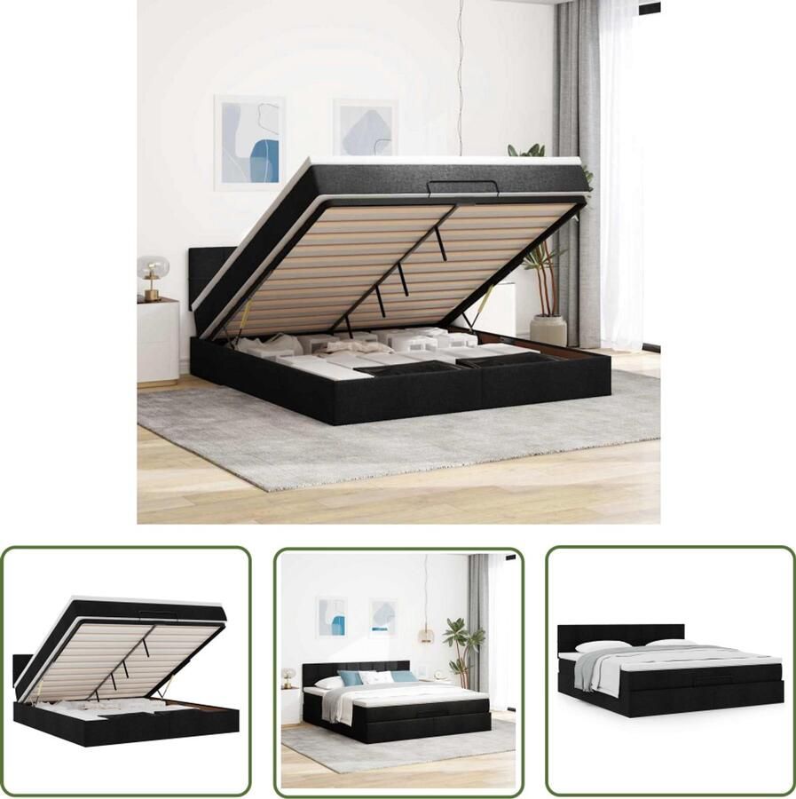 VidaXL Draaihoek Sleutel Dynamische Sleutel Ottoman bed met matras 160x200cm stof zwart Gereedschapset Mechanica Tools Sleutels
