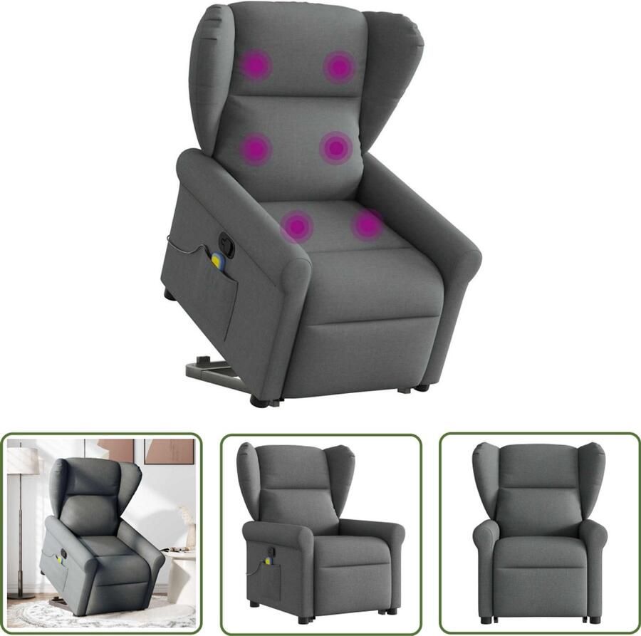 VidaXL Draaihoek Sleutel Dynamische Sleutel Sta-op-massagestoel verstelbaar stof donkergrijs Gereedschapset Mechanica Tools Monteursgereedschap