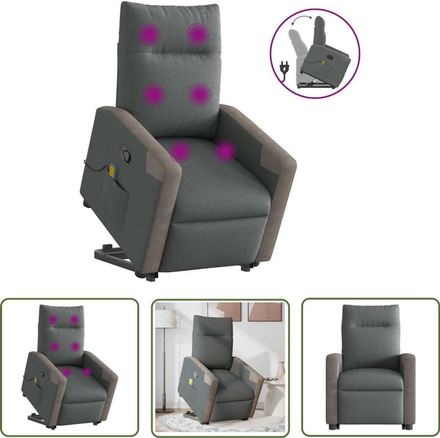 VidaXL Draaihoek Sleutel Dynamische Sleutel Sta-op-massagestoel verstelbaar stof donkergrijs Gereedschapset Monteursgereedschap Mechanica