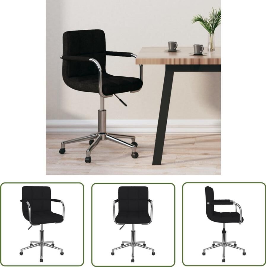 The Living Store Kantoorstoel draaibaar stof zwart Kantoorstoel Draaistoel Zwarte Stoel Bureaustoel Ergonomische Stoel