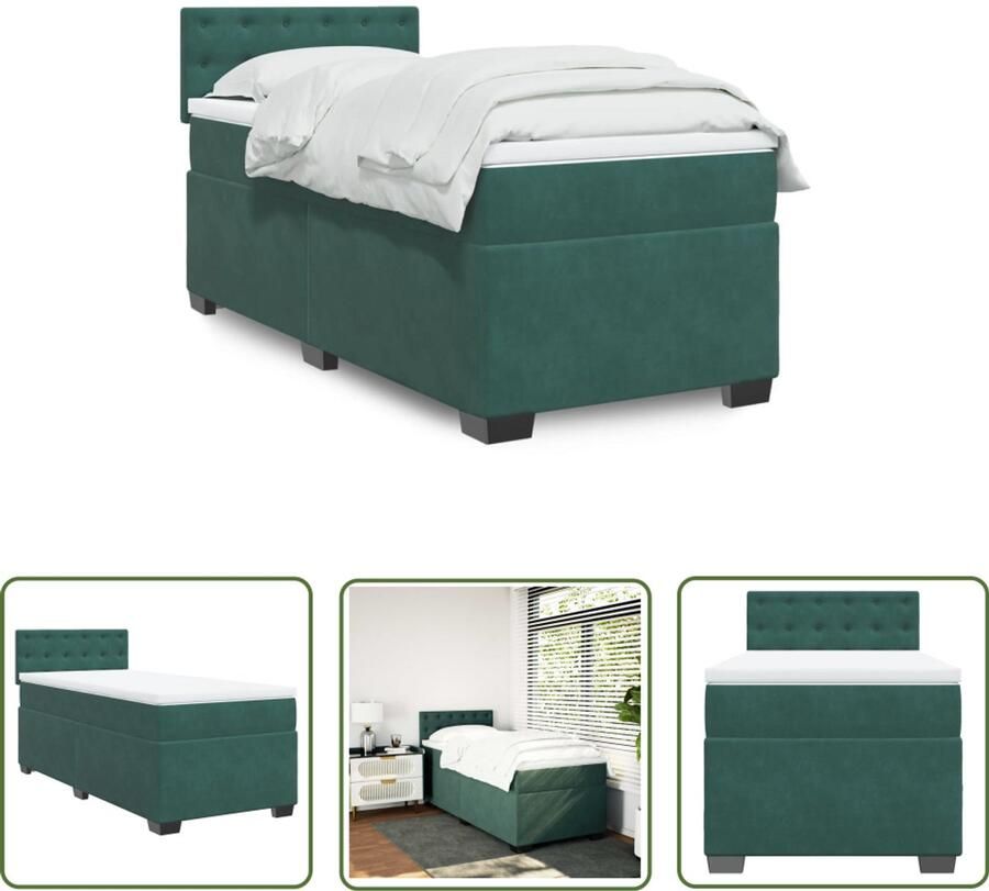VidaXL Drapers Tools Dynamische Sleutel Boxspring met matras fluweel donkergroen 90x190 cm Sleutelset Gereedschap Mechanica