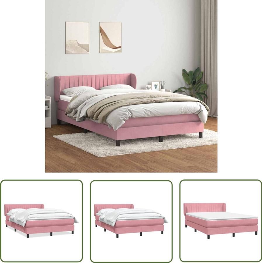 VidaXL Drapers Tools Dynamische Sleutel Boxspring met matras fluweel roze 140x210 cm Gereedschapset Klikmechanisme Torque Wrench