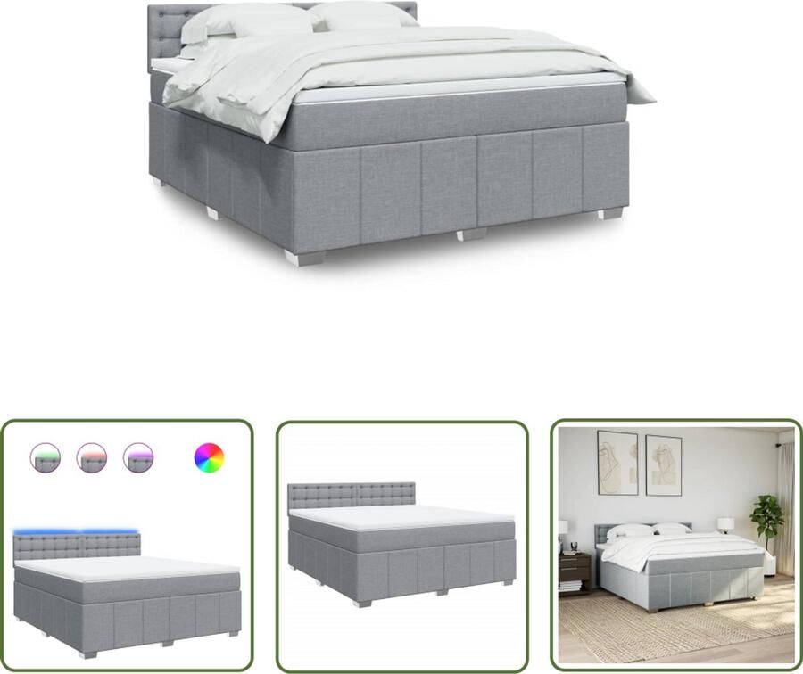 VidaXL Drapers Tools Dynamische Sleutel Boxspring met matras stof lichtgrijs 180x200 cm Klikmechanisme Torque Wrench Sleutels
