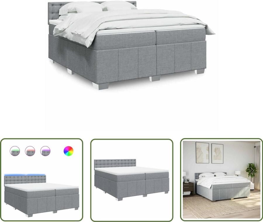 VidaXL Drapers Tools Dynamische Sleutel Boxspring met matras stof lichtgrijs 200x200 cm Sleutelset Gereedschap Mechanica