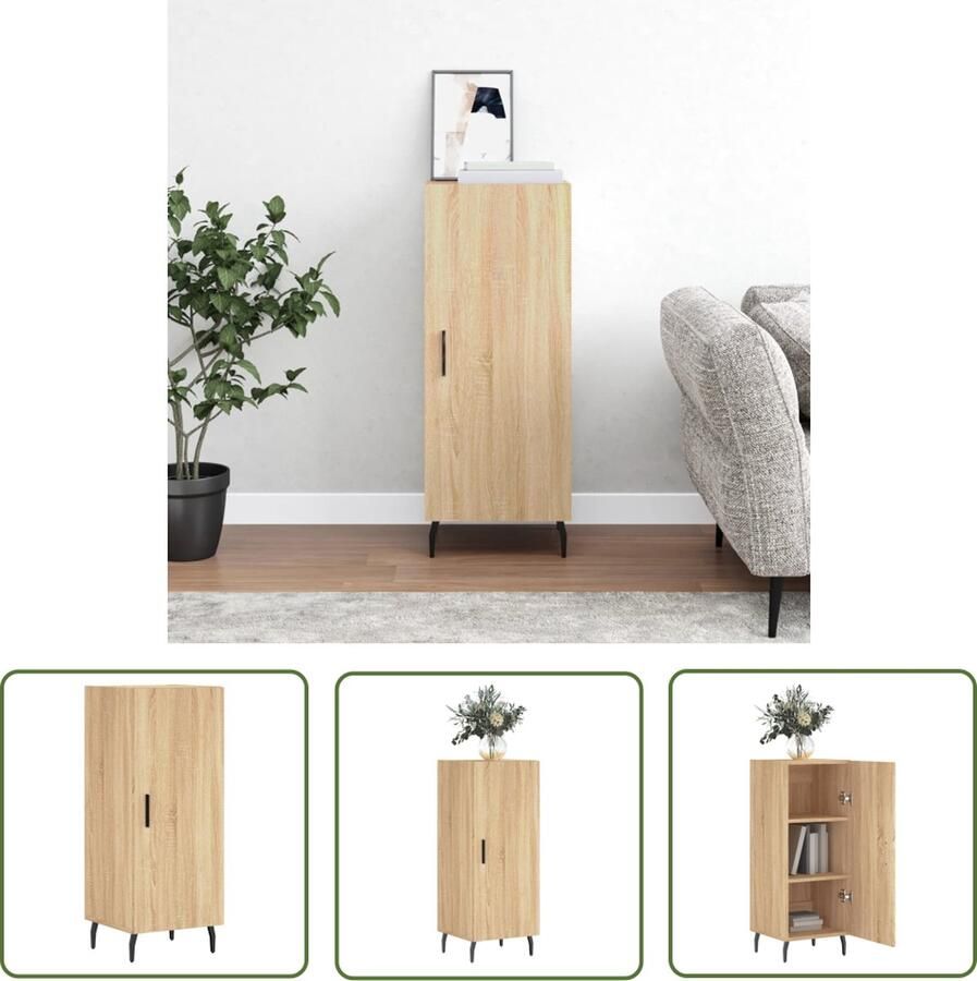 The Living Store Dressoir 34 5x34x90 cm bewerkt hout sonoma eiken Dressoir Salontafel Houten Dressoir Modern Dressoir Opbergkast - Foto 3