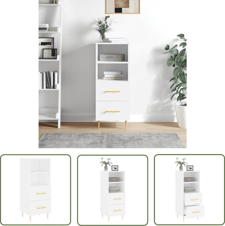 The Living Store Dressoir 34 5x34x90 cm bewerkt hout wit Dressoir Houten Dressoir Wit Dressoir Vintage Dressoir Landelijk Dressoir - Foto 10