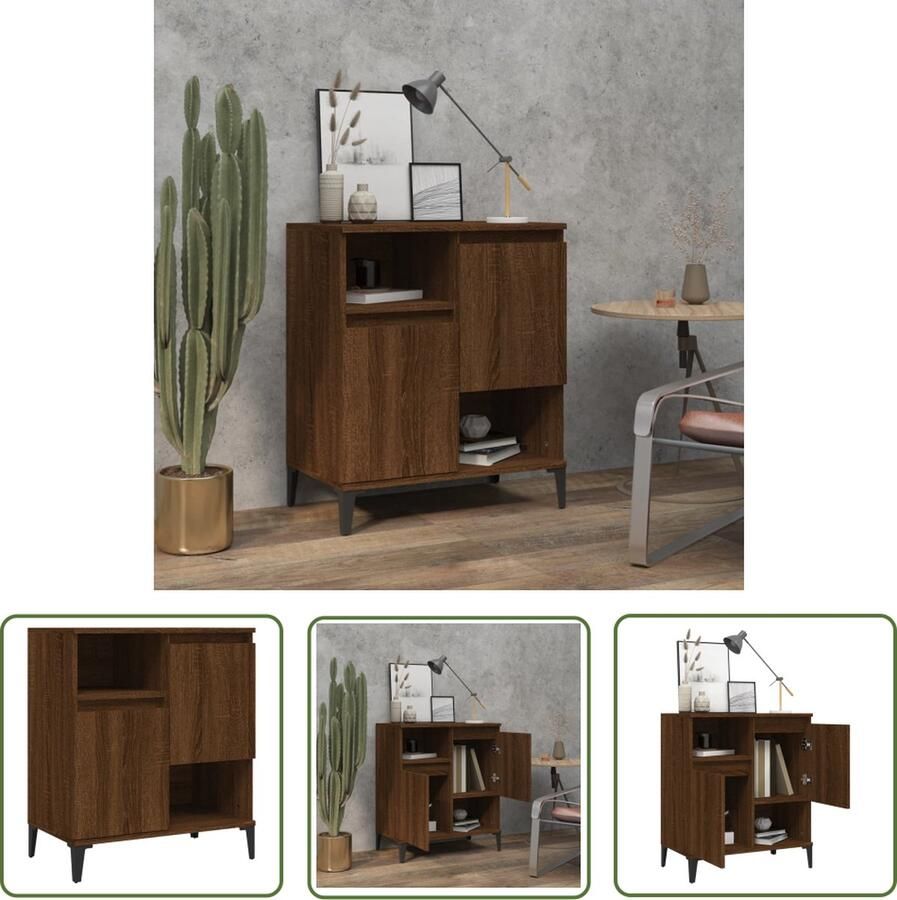 The Living Store Dressoir 60x35x70 cm bewerkt hout bruin eikenkleur Dressoir Vintage Houten Dressoir Bruine Eiken Dressoir Opberg Dresser Display Functie
