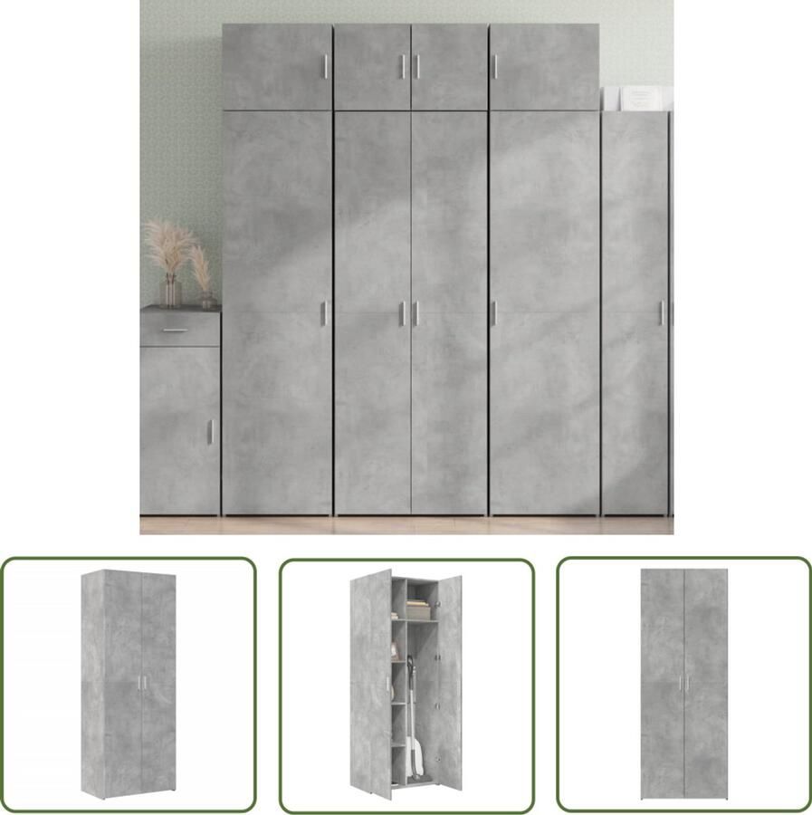 VidaXL Dressoir Hoge Kast Hoge kast 70x42 5x185 cm bewerkt hout betongrijs Houten Kast Grijze Kast Opslagoplossing