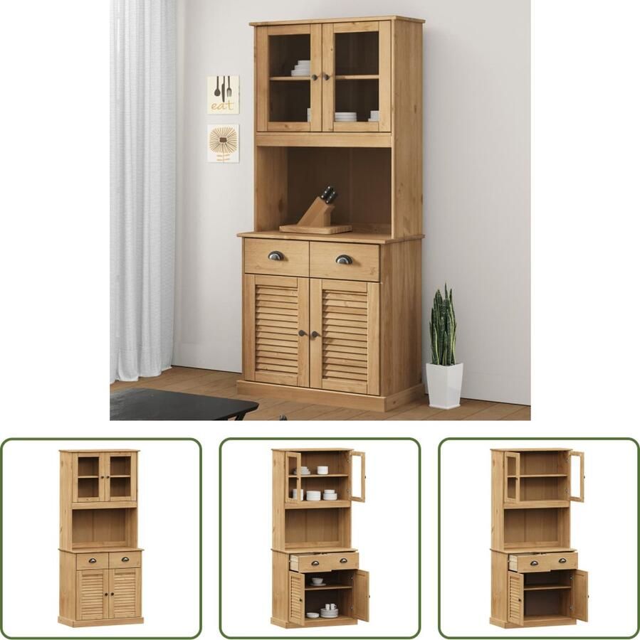 VidaXL Hoge kast VIGO 78x40x175 cm massief grenenhout Hoge Kast Dressoir Buffetkast Grenenhouten Kast Vintage Kast