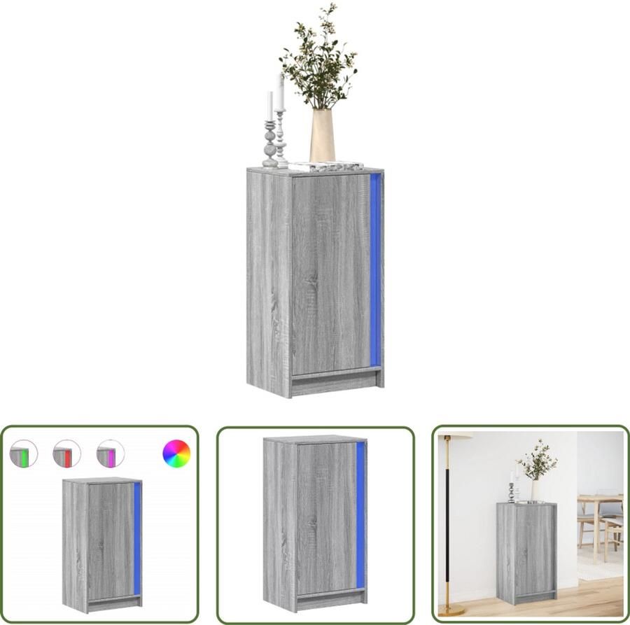 VidaXL Dressoir met LED 42 5x34x85 cm bewerkt hout grijs sonoma eiken Kleur Grijze Dressoirs Dressoir Met Led Licht Modern Dressoir Houten Dressoir Tv Kast