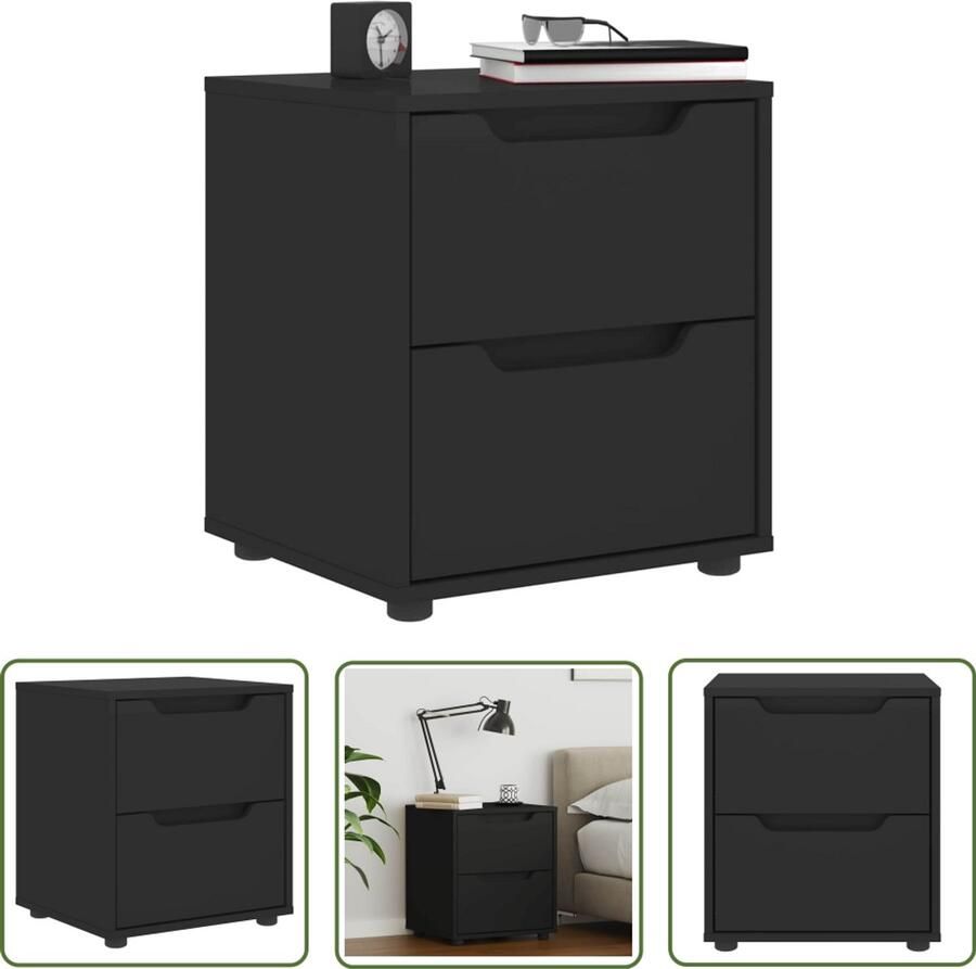 The Living Store Nachtkastje VISNES 45x40x50 cm spaanplaat zwart Nachtkastje Dressoir Slaapkamer Woonkamers Opbergruimte