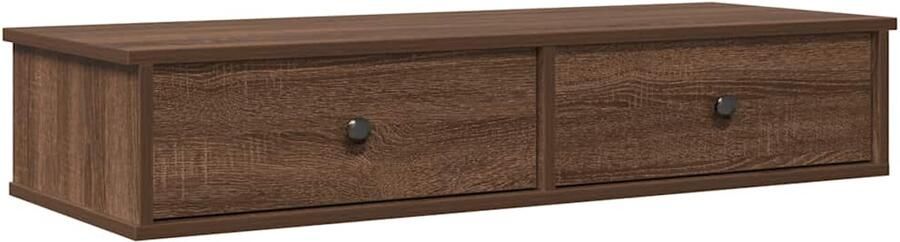 VidaXL Dressoir Wandrek Wandschap met lades 100x37 5x19 cm bewerkt hout bruin eiken Opbergvak Houten Kast Bruine Eiken