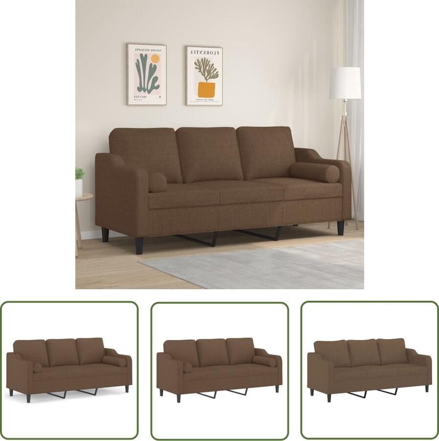 The Living Store Bank Modern Bruin 3-zitsbank 198 x 77 x 80 cm Duurzame Stof Bruine Bank Drie Persoons Bank Banks Kopen Modern Meubilair Stoffen Bank