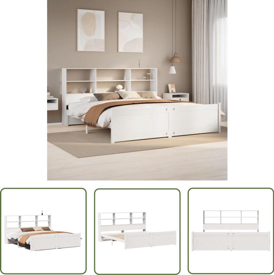 VidaXL Dynamische Moment Draaibare Sleutel Bed met boekenkast zonder matras grenenhout wit 180x200 cm Gereedschapset Mechanica Monteursgereedschap