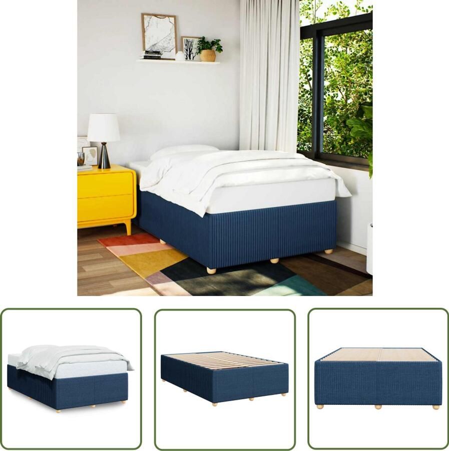 VidaXL Bedframe zonder matras 120x190 cm stof blauw Draaibare Sleutel Dynamische Moment Gereedschapset Mechanica Tools Draaihoekmeter
