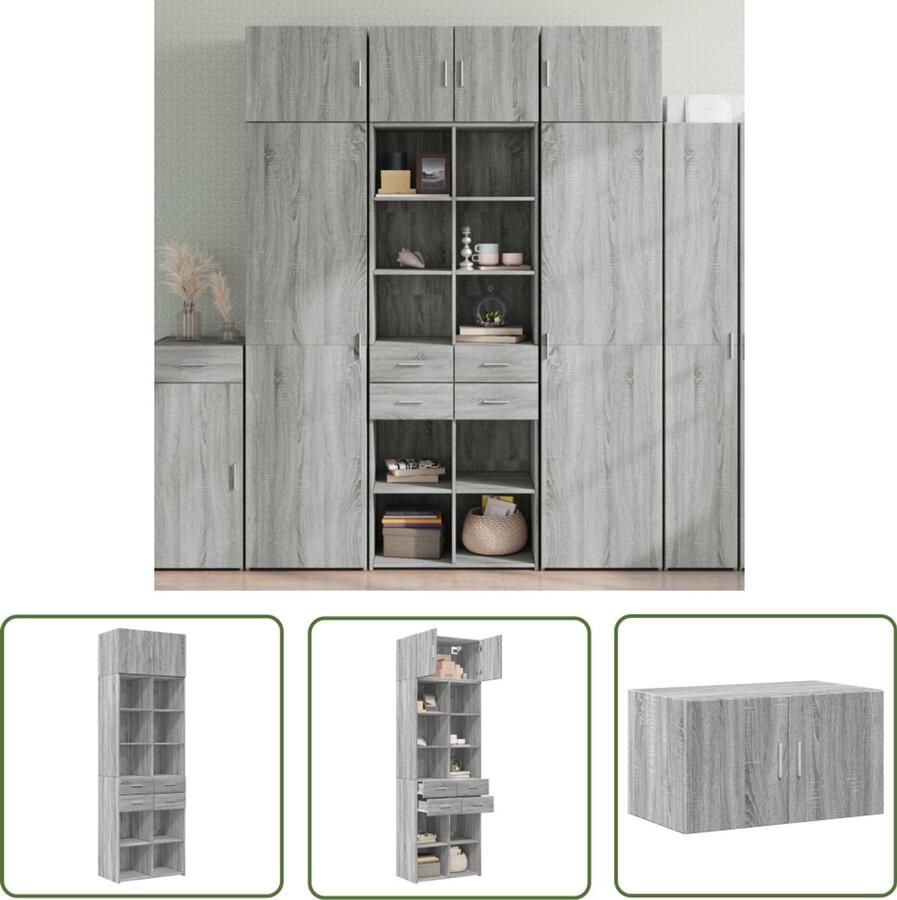 VidaXL Opbergkast 70x42 5x225 cm bewerkt hout grijs sonoma eikenkleur Draaibare Sleutel Dynamische Moment Gereedschapset Mechanica Draadloos