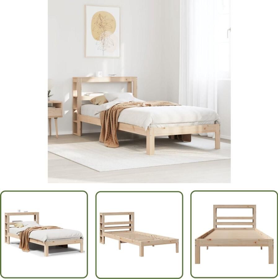 VidaXL Bedframe met hoofdbord massief grenenhout 75x190 cm Draaibare Sleutel Dynamische Moment Sleutel Gereedschapset Mechanica Tools Draai Moment