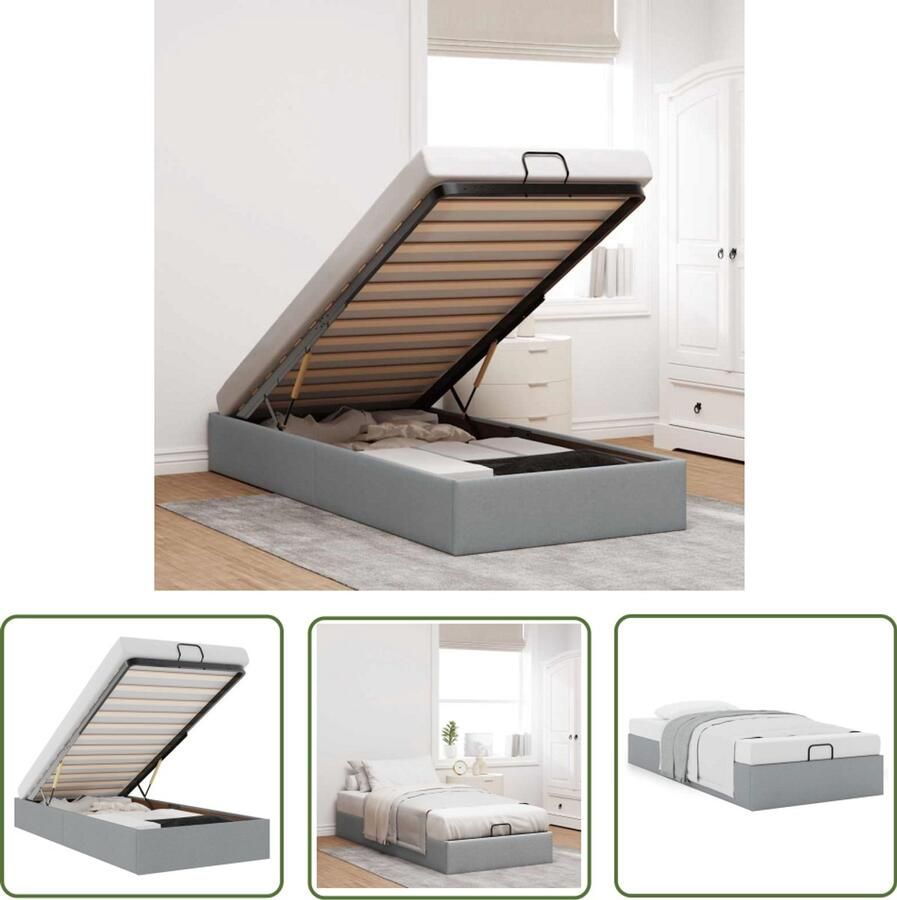 VidaXL Dynamische Moment Sleutel Draaibare Sleutel Bedframe zonder matras 100x200 cm stof lichtgrijs Draaihoek Instellen Gereedschapset Mechanica Tools