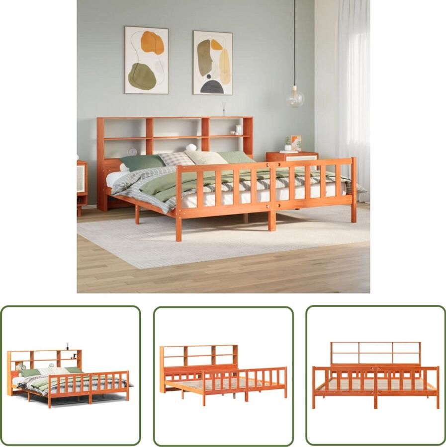 VidaXL Bed met boekenkast zonder matras hout wasbruin 180x200 cm Draaibare Sleutel Dynamische Sleutel Gereedschapset Mechanica Tools Monteursgereedschap
