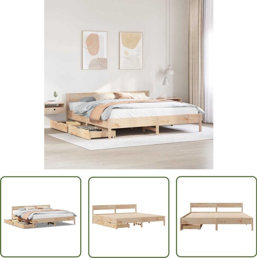 VidaXL Bedframe zonder matras massief grenenhout 200x200 cm Draaibare Sleutel Dynamische Sleutel Gereedschapset Mechanica Draai Moment