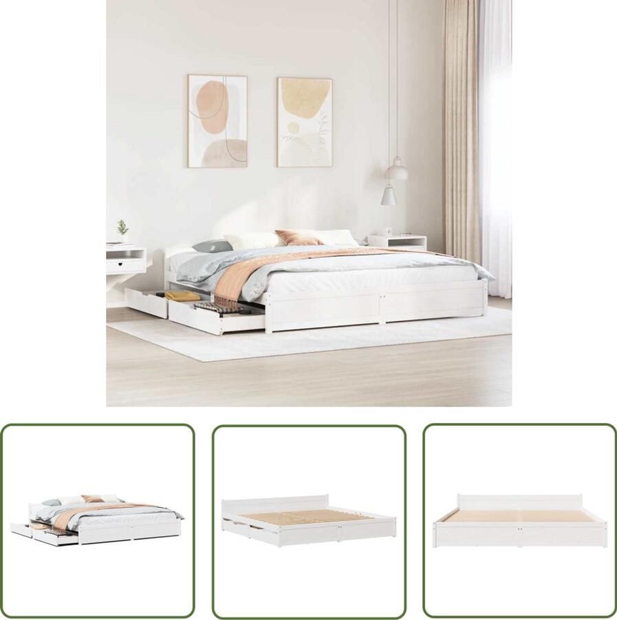 VidaXL Dynamische Sleutel Draaibare Sleutel Bedframe zonder matras massief grenenhout wit 200x200 cm Gereedschapset Monteursgereedschap Torque Wrench