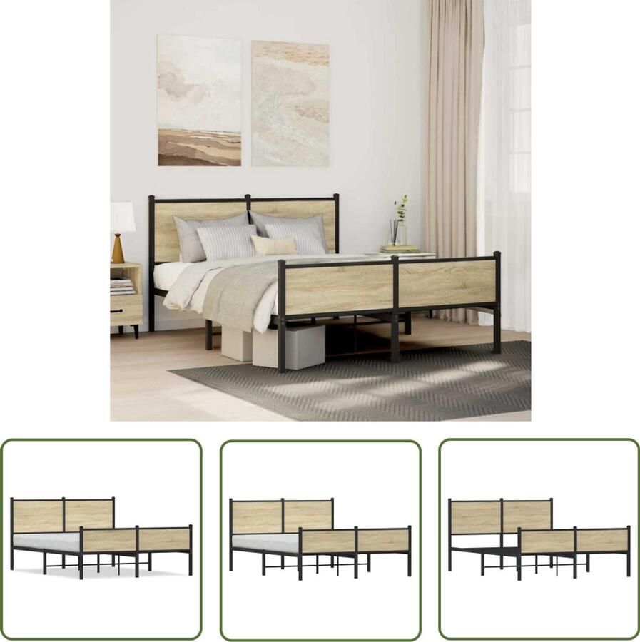 VidaXL Dynamische Sleutel Draaibare Sleutel Bedframe zonder matras metaal sonoma eikenkleurig 150x200 cm Gereedschapset Monteursgereedschap Torque Wrench