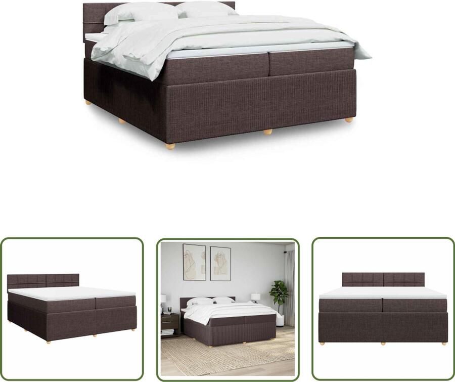 VidaXL Dynamische Sleutel Sleutelset Boxspring met matras stof donkerbruin 200x200 cm Drapers Tools Monteursgereedschap Klikmechanisme