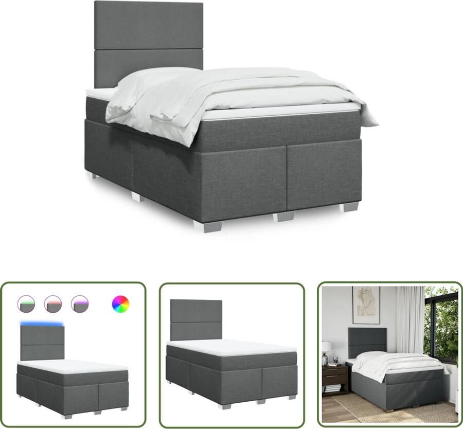 VidaXL Dynamische Sleutel Sleutelset Boxspring met matras stof donkergrijs 120x200 cm Gereedschap Mechanica Drapers Tools