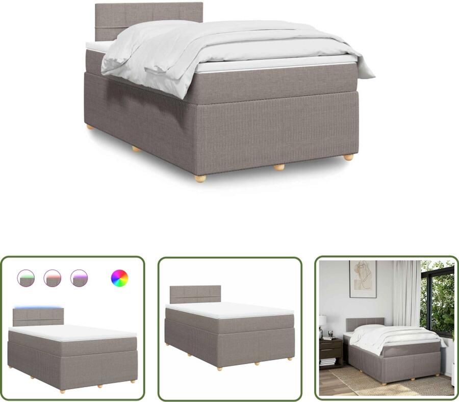 VidaXL Dynamische Sleutel Sleutelset Boxspring met matras stof taupe 120x200 cm Gereedschap Mechanica Drapers Tools